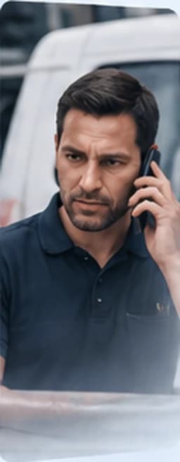 Representante de ventas hablando por teléfono.